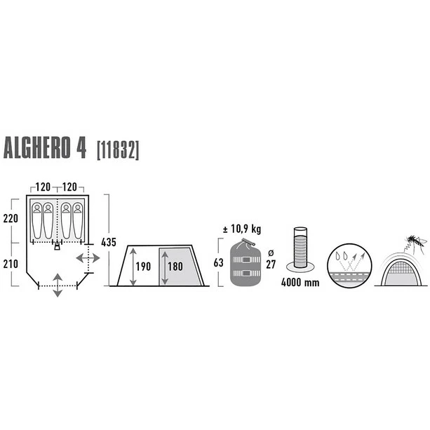 High Peak Alghero 4 Tent grey/blue 5 High Peak Alghero 4 Tent grey/blue - Image 5