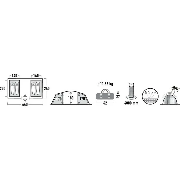 High Peak Tauris 4 Tent deep grey/green 5 High Peak Tauris 4 Tent deep grey/green - Image 5