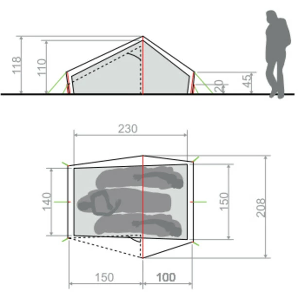 VAUDE Lizard Seamless 2-3P Tent cress green 3 VAUDE Lizard Seamless 2-3P Tent cress green - Image 3